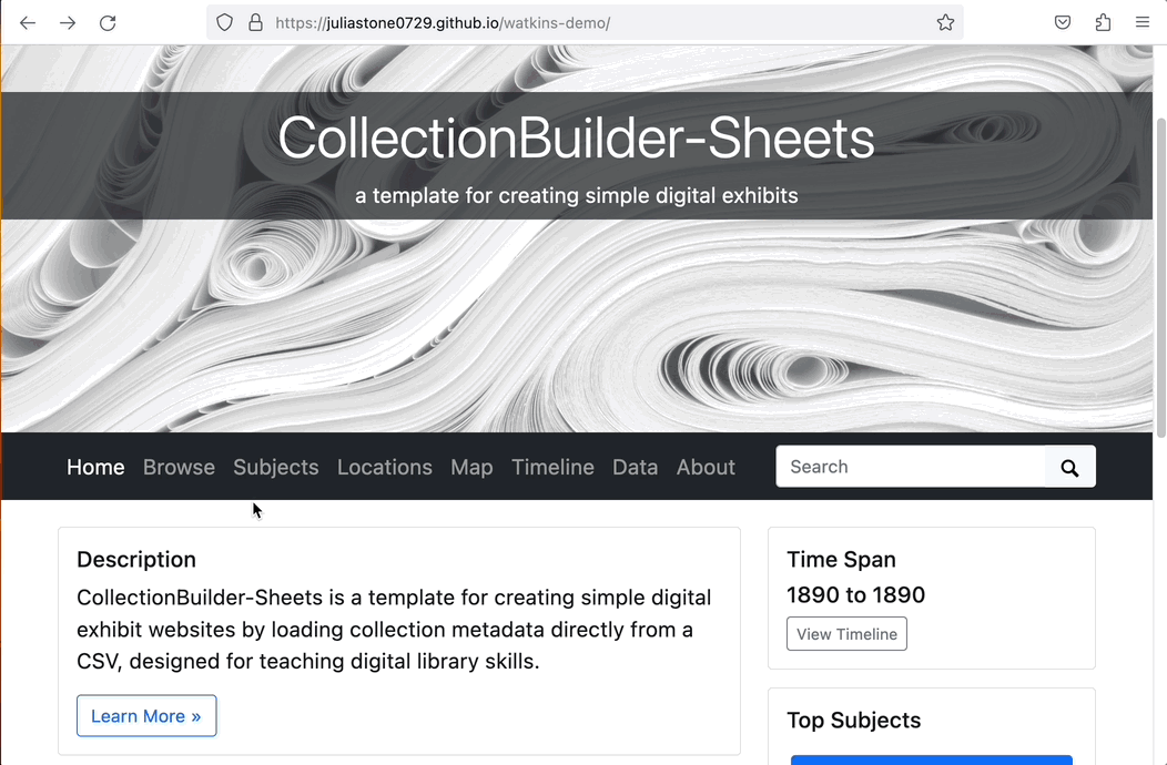 User browses through the items on the digital collection site