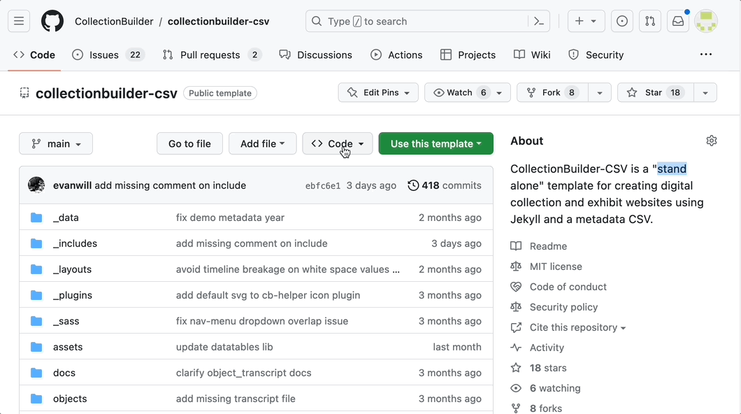 User clicking on the Code button and then Download ZIP on the GitHub web interface