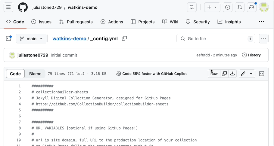 User clicks on the pencil icon to edit the config.yml file