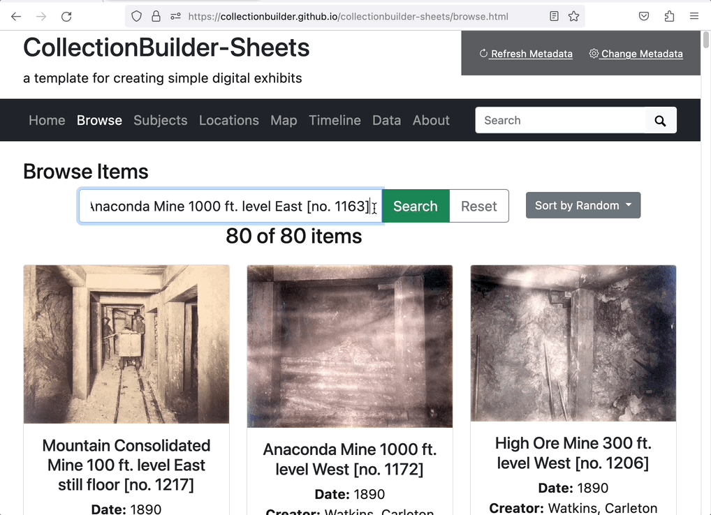 User searches for item and clicks on the search result
