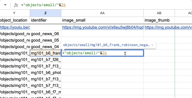 Google Sheets user types &"=sm.jpg" in the cell
