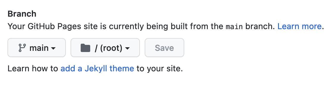 Screenshot text reads 'Your GitHub pages site is currently being built from the main branch.'