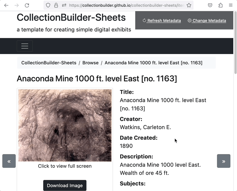 User clicks on Refresh metadata which then displays new text in the description field